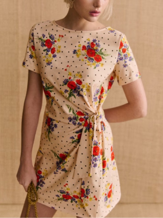 Sezane Dresses & Skirts - Sezane Cream short Pippa Dress with Red Floral Print NWT